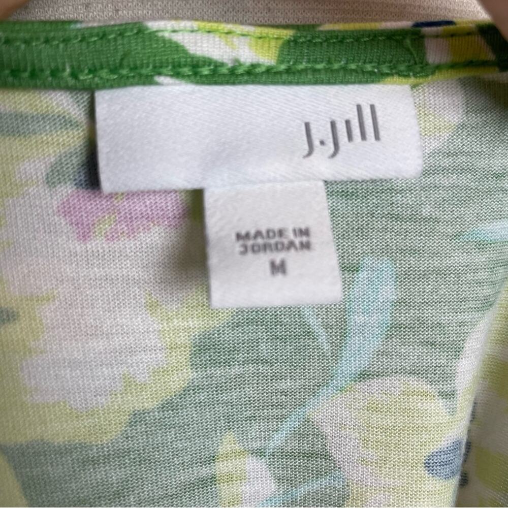 J Jill Green Floral Knit V Neck Long Sleeve  Tunic Medium - Picture 7 of 7